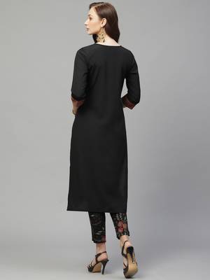 Black printed crepe kurta set 2