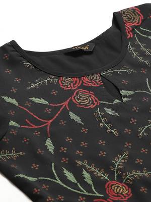 Black printed crepe kurta set 5