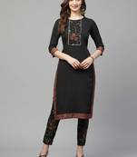 Black printed crepe kurta set
