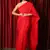 Red plain blended cotton saree with blouse