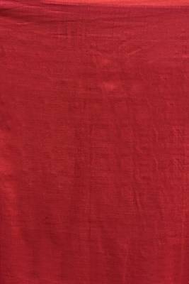 Red plain blended cotton saree with blouse 4