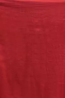 Red plain blended cotton saree with blouse