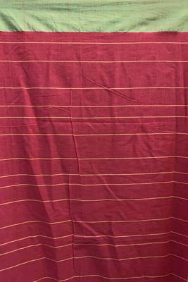 Red woven blended cotton saree with blouse 4