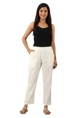 White plain cotton trousers 1