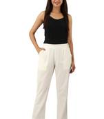 White plain cotton trousers
