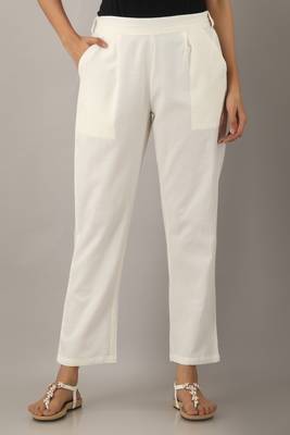 White plain cotton trousers 2