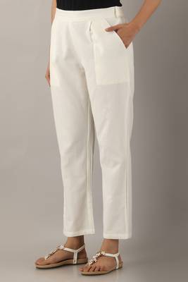 White plain cotton trousers 3