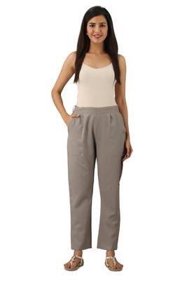 Grey plain cotton trousers 1