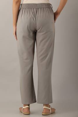 Grey plain cotton trousers 4