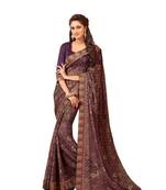 Purple printed Georgette saree with blouse