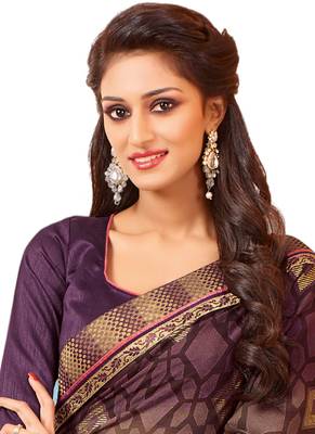 Purple printed Georgette saree with blouse 2