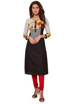 Women's Pack of 2 Cotton Printed Straight Fit Readymade Kurti combo 2