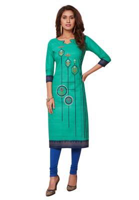 Women's Pack of 2 Cotton Printed Straight Fit Readymade Kurti combo 4