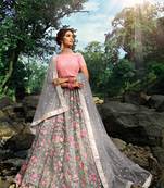 Grey sequins net semi stitched lehenga