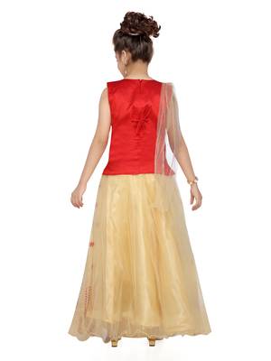 Yellow woven silk stitched lehenga 1