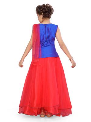 Red woven silk stitched lehenga 2