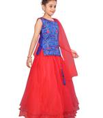 Red woven silk stitched lehenga