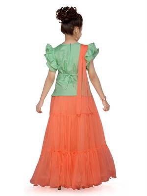 Orange woven silk stitched lehenga 2