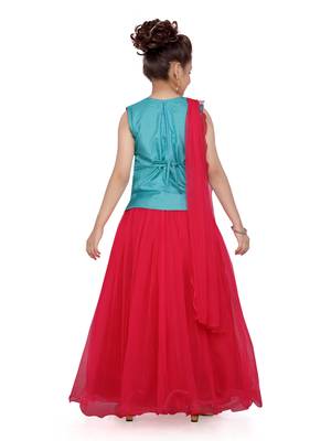 Red woven silk stitched lehenga 2
