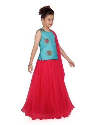 Red woven silk stitched lehenga 1