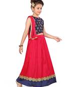 Pink woven silk stitched lehenga