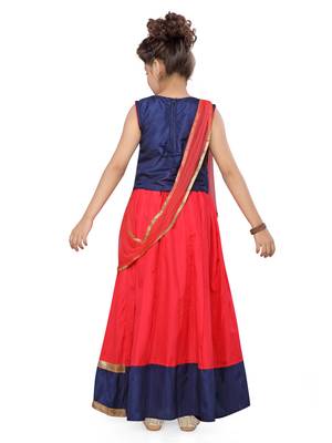 Red woven silk stitched lehenga 2