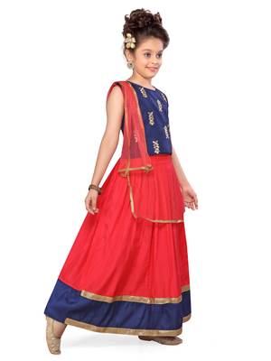 Red woven silk stitched lehenga 1