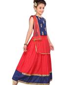 Red woven silk stitched lehenga