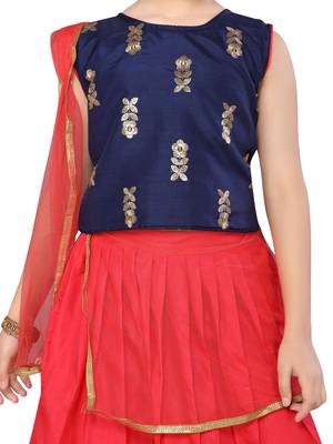 Red woven silk stitched lehenga 4