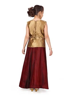 Maroon woven silk stitched lehenga 2