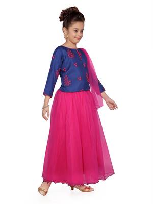 Pink woven silk stitched lehenga 1