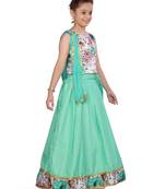 Green woven silk stitched lehenga