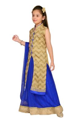 Blue woven silk stitched lehenga 1