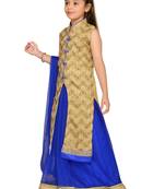 Blue woven silk stitched lehenga