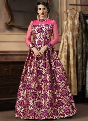 Rani Pink Jacquard Designer Pakistani Kurtis 1