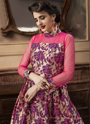 Rani Pink Jacquard Designer Pakistani Kurtis 4