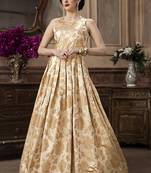 Cream Jacquard Designer Gown