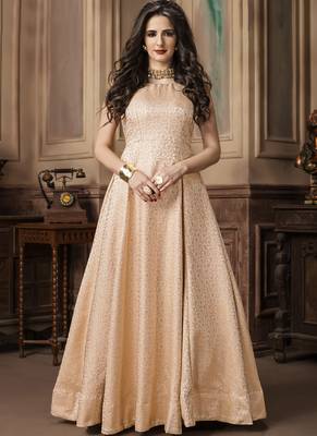 Cream Jacquard Designer Pakistani Kurtis 1
