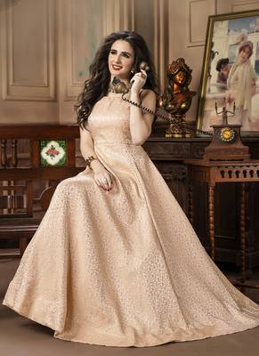 Cream Jacquard Designer Pakistani Kurtis 2