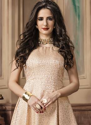 Cream Jacquard Designer Pakistani Kurtis 3