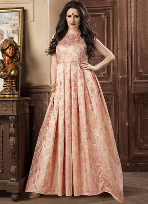 Baby Pink Jacquard Designer Pakistani Kurtis 1