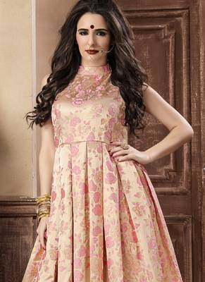 Baby Pink Jacquard Designer Pakistani Kurtis 4