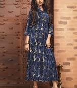Navy Blue Rayon Designer Pakistani Kurtis