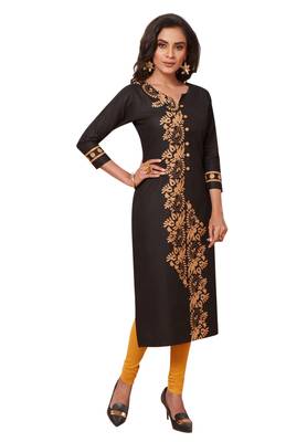 Women's Pack of 2 Cotton Printed Straight Fit Readymade Kurti combo 4