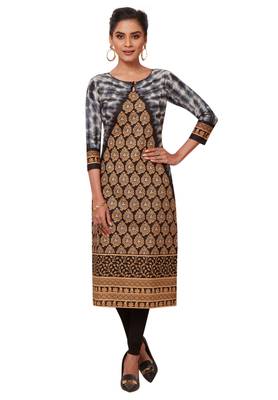 Women's Pack of 2 Cotton Printed Straight Fit Readymade Kurti combo 2