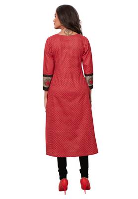 Women's Pack of 2 Cotton Printed Straight Fit Readymade Kurti combo 5
