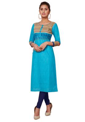 Women's Pack of 2 Cotton Printed Straight Fit Readymade Kurti combo 2