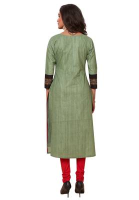 Women's Pack of 2 Cotton Printed Straight Fit Readymade Kurti combo 5