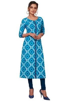 Women's Pack of 2 Cotton Printed Straight Fit Readymade Kurti combo 4