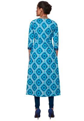 Women's Pack of 2 Cotton Printed Straight Fit Readymade Kurti combo 5